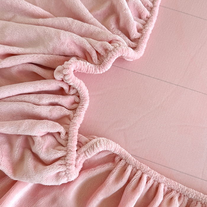 91家纺网 家纺一手货源 找家纺 卢赛尔 2025新款230g高克重纯色牛奶绒床笠单品-米兰系列 米兰-桃粉色