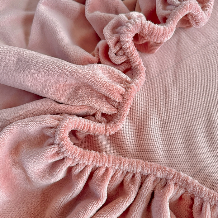 91家纺网 家纺一手货源 找家纺 卢赛尔 2025新款230g高克重纯色牛奶绒床笠单品-米兰系列 米兰-藕粉玉