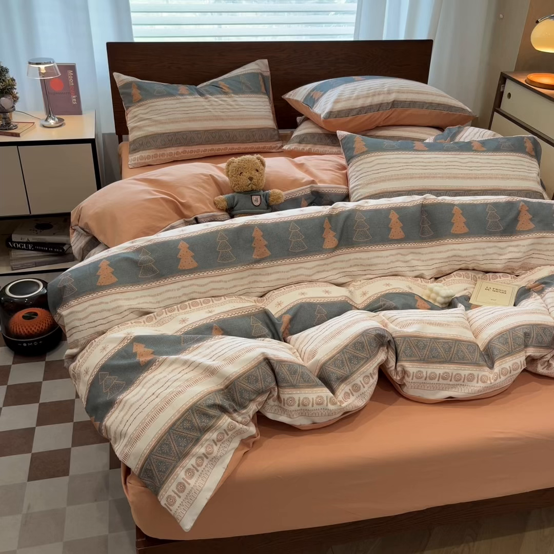 91家纺网 家纺一手货源 找家纺 小叮当家纺仓储工厂店 2025新款提供买家秀爆款花型不断货美拉德卡通全棉纯棉磨毛四件套 时光