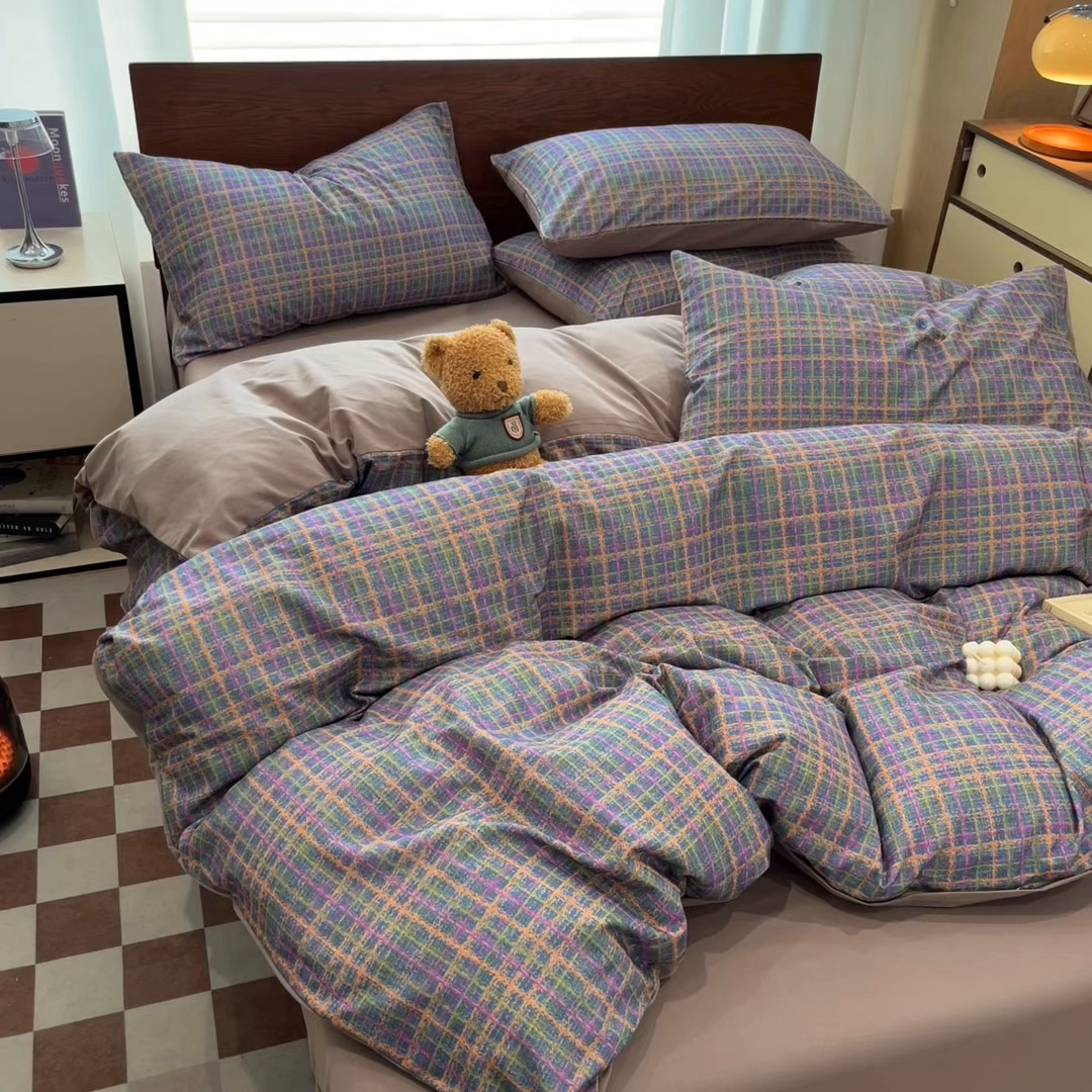 91家纺网 家纺一手货源 找家纺 小叮当家纺仓储工厂店 2025新款提供买家秀爆款花型不断货美拉德卡通全棉纯棉磨毛四件套 邂逅-紫