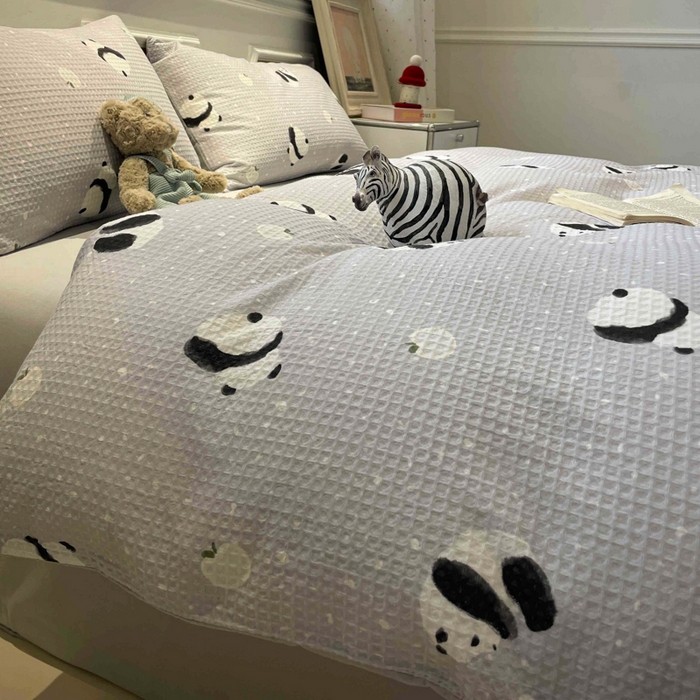 91家纺网 家纺一手货源 找家纺 （总）小叮当家纺仓储工厂店 2025新款提供买家秀爆款花型不断货全棉纯棉A类华夫格印花磨毛四件套