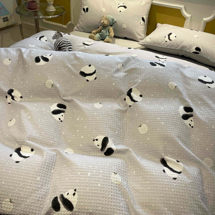 91家纺网 家纺一手货源 找家纺 （总）小叮当家纺仓储工厂店 2025新款提供买家秀爆款花型不断货全棉纯棉A类华夫格印花磨毛四件套