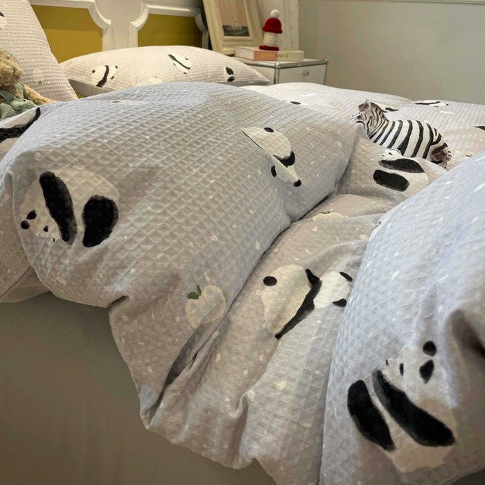 91家纺网 家纺一手货源 找家纺 （总）小叮当家纺仓储工厂店 2025新款提供买家秀爆款花型不断货全棉纯棉A类华夫格印花磨毛四件套