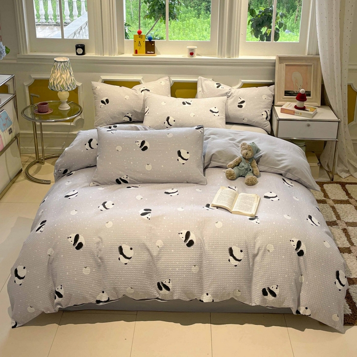 91家纺网 家纺一手货源 找家纺 （总）小叮当家纺仓储工厂店 2025新款提供买家秀爆款花型不断货全棉纯棉A类华夫格印花磨毛四件套