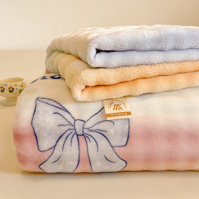 91家纺网 家纺一手货源 找家纺 绣女坊 2025新款A类高克重牛奶绒泡泡绒印花床单单件冬季保暖毛绒毯子绒床单三件套 彩虹樱桃