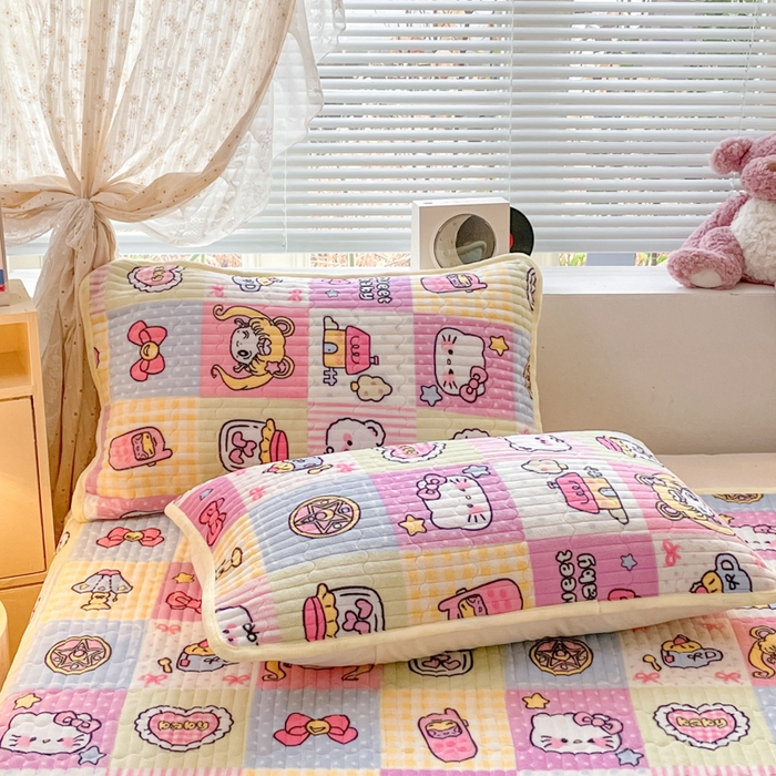 91家纺网 家纺一手货源 找家纺 云玲时尚 2025新款高克重牛奶绒印花夹棉床盖 月亮女神