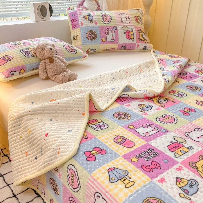 91家纺网 家纺一手货源 找家纺 云玲时尚 2025新款高克重牛奶绒印花夹棉床盖 月亮女神