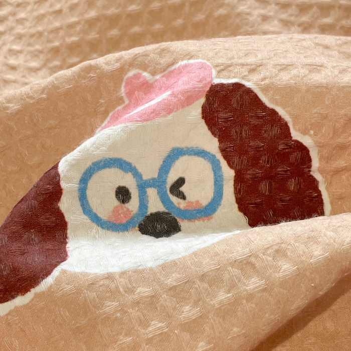 91家纺网 家纺一手货源 找家纺 小叮当家纺仓储工厂店 2025新款提供买家秀爆款花型不断货全棉纯棉A类华夫格印花磨毛四件套 动物派对-棕