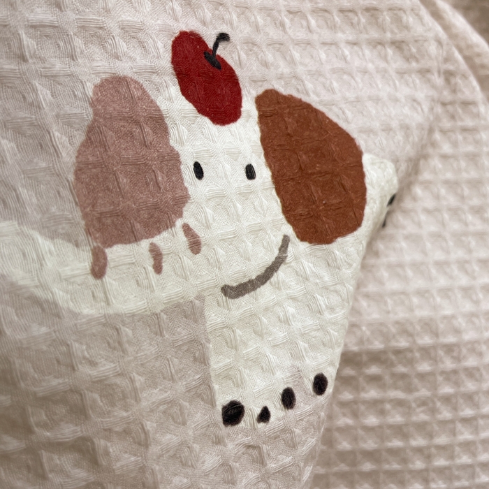 91家纺网 家纺一手货源 找家纺 小叮当家纺仓储工厂店 2025新款提供买家秀爆款花型不断货全棉纯棉A类华夫格印花磨毛四件套 活力小象-灰