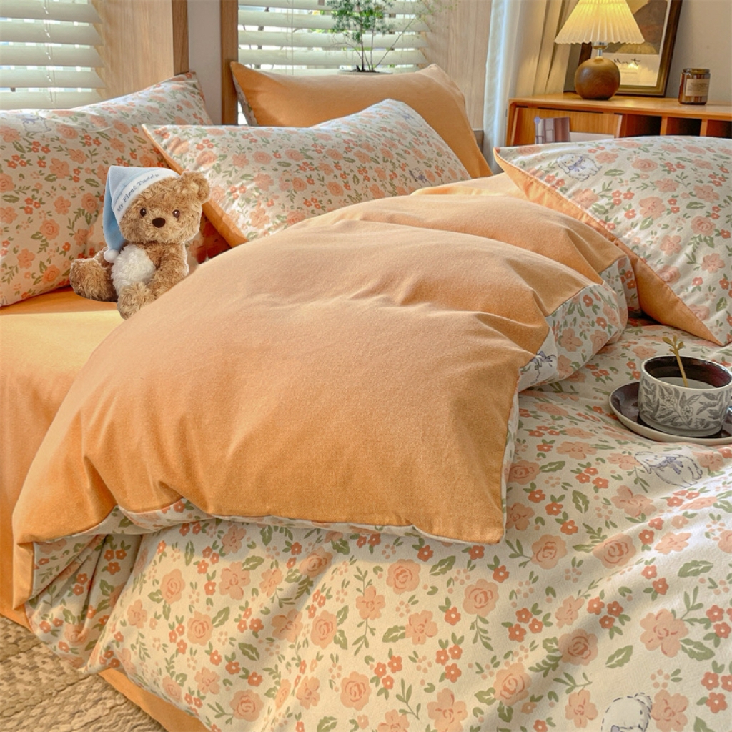 91家纺网 家纺一手货源 找家纺 小叮当家纺仓储工厂店 2025新款提供买家秀爆款花型不断货亲肤舒适原棉加厚磨毛四件套 春日奇迹