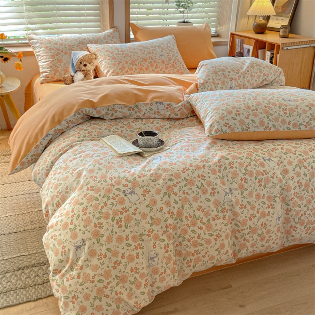 91家纺网 家纺一手货源 找家纺 小叮当家纺仓储工厂店 2025新款提供买家秀爆款花型不断货亲肤舒适原棉加厚磨毛四件套 春日奇迹