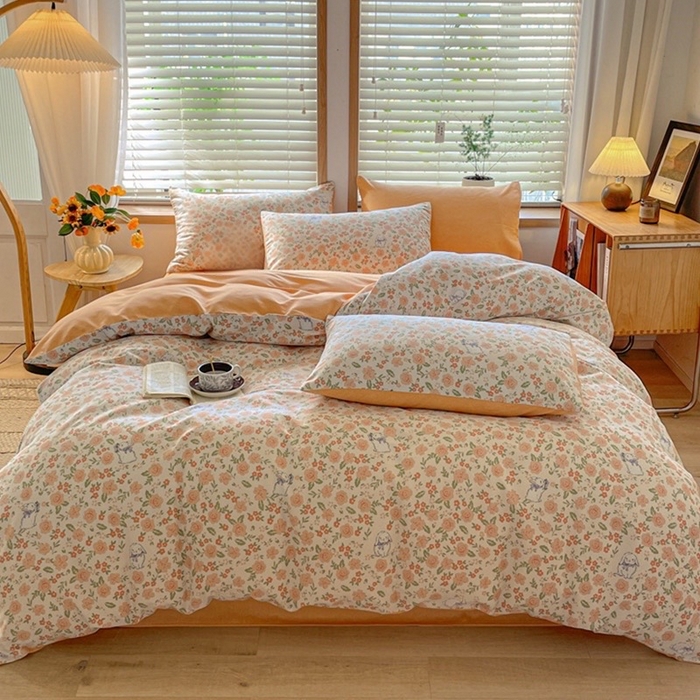 91家纺网 家纺一手货源 找家纺 小叮当家纺仓储工厂店 2025新款提供买家秀爆款花型不断货亲肤舒适原棉加厚磨毛四件套 春日奇迹