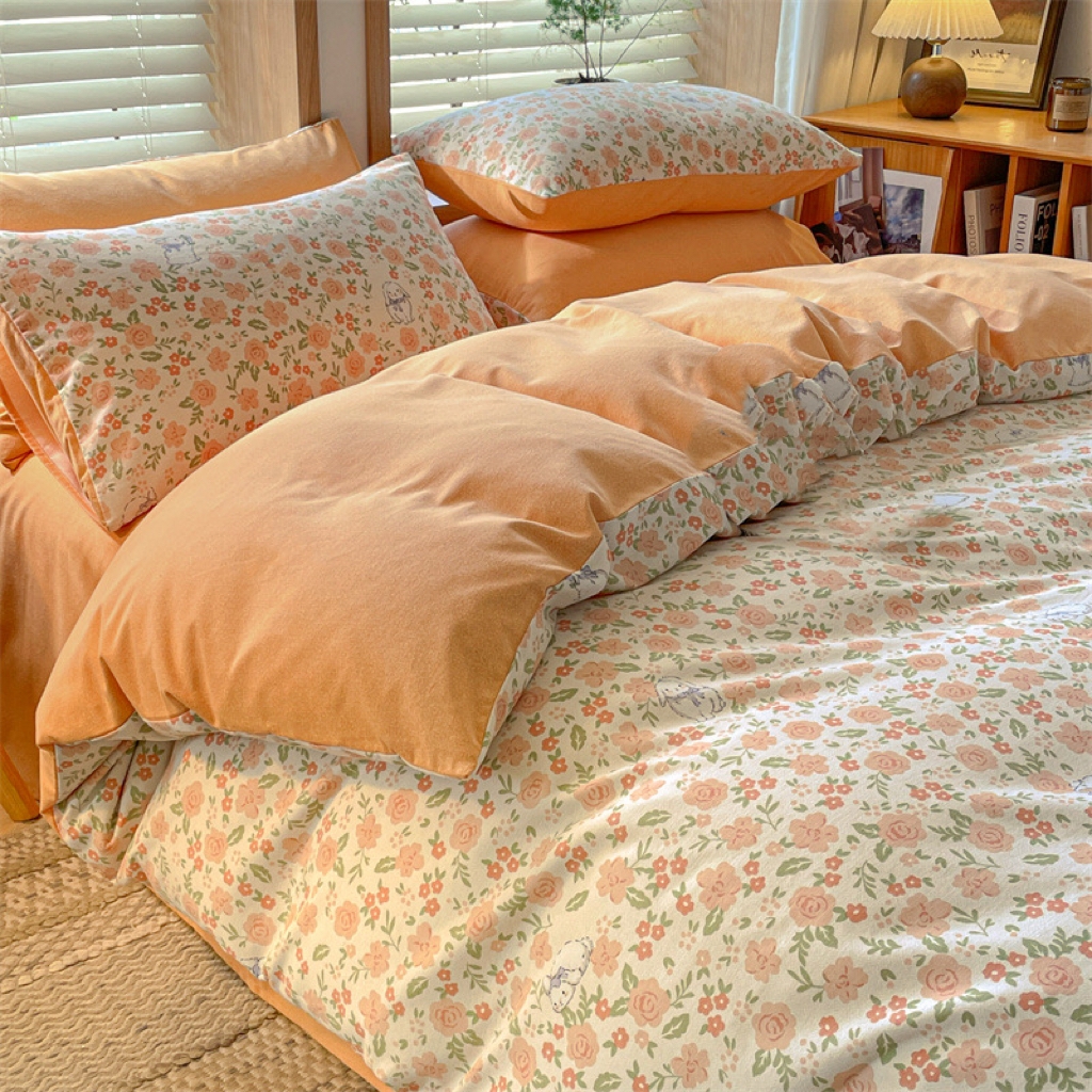 91家纺网 家纺一手货源 找家纺 小叮当家纺仓储工厂店 2025新款提供买家秀爆款花型不断货亲肤舒适原棉加厚磨毛四件套 春日奇迹