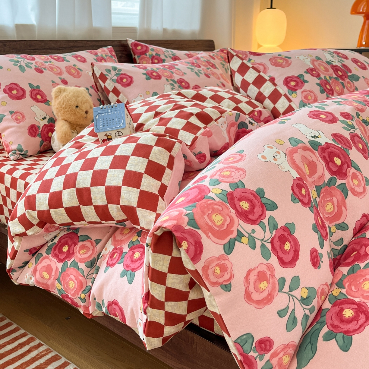 小叮当家纺仓储工厂店 2025新款提供买家秀爆款花型不断货亲肤舒适原棉加厚磨毛四件套 花期