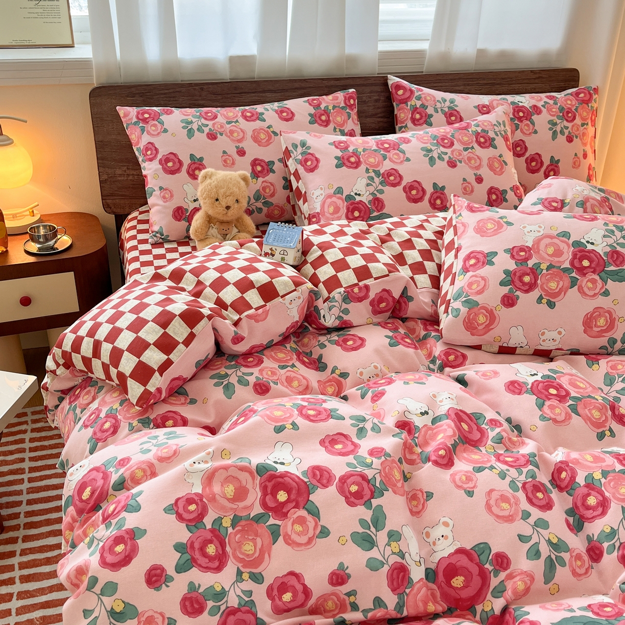 91家纺网 家纺一手货源 找家纺 小叮当家纺仓储工厂店 2025新款提供买家秀爆款花型不断货亲肤舒适原棉加厚磨毛四件套 花期