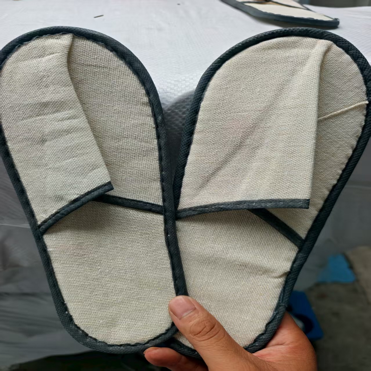 91家纺网 家纺一手货源 找家纺 （总）锦兴酒店布草 2025新款一次性拖鞋高档酒店民宿宾馆专用加厚防滑拖鞋拉毛绒麻布拖鞋批发-第二批