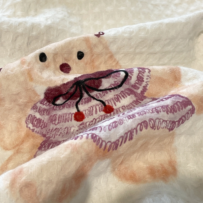 91家纺网 家纺一手货源 找家纺 小叮当家纺仓储工厂店 2025新款提供买家秀爆款花型不断货全棉纯棉A类华夫格印花磨毛四件套 克洛莉-米