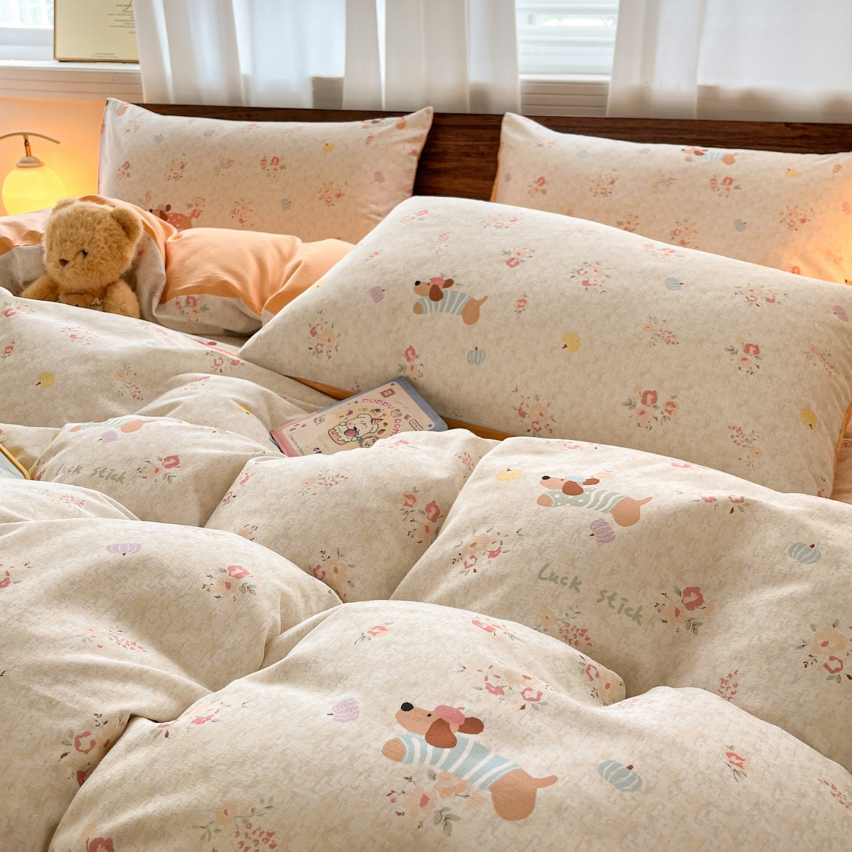 91家纺网 家纺一手货源 找家纺 小叮当家纺仓储工厂店 2025新款提供买家秀爆款花型不断货亲肤舒适原棉加厚磨毛四件套 简兮