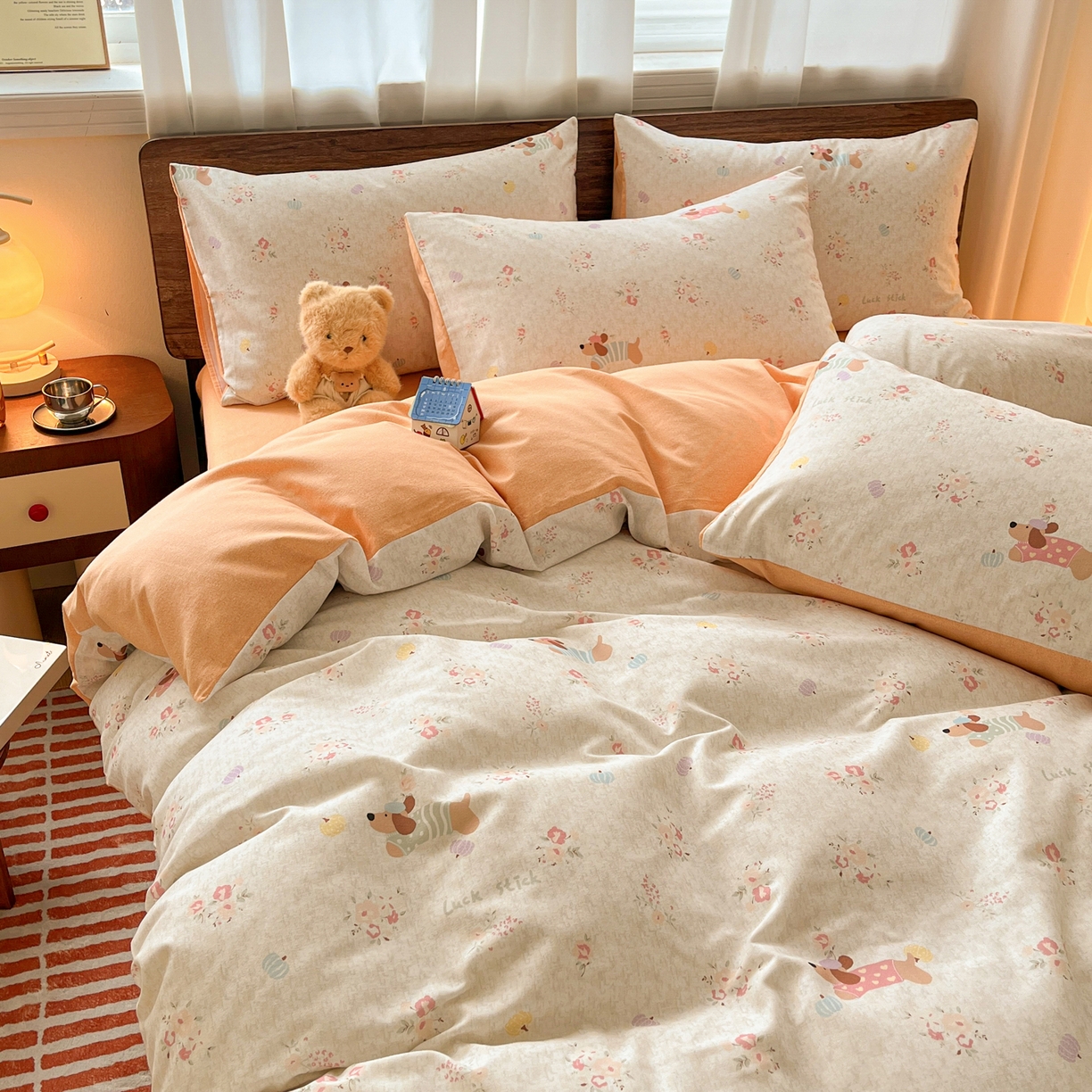 91家纺网 家纺一手货源 找家纺 小叮当家纺仓储工厂店 2025新款提供买家秀爆款花型不断货亲肤舒适原棉加厚磨毛四件套 简兮