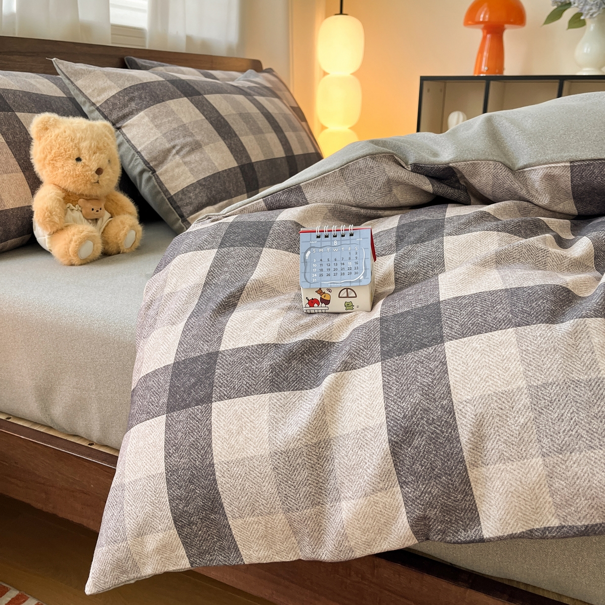 91家纺网 家纺一手货源 找家纺 小叮当家纺仓储工厂店 2025新款提供买家秀爆款花型不断货亲肤舒适原棉加厚磨毛四件套 朗格-灰