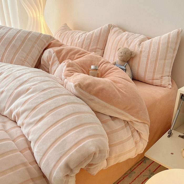 三朵家纺 2025新款3D立体加厚雕花绒牛奶绒四件套-米兰系列 米兰-玉