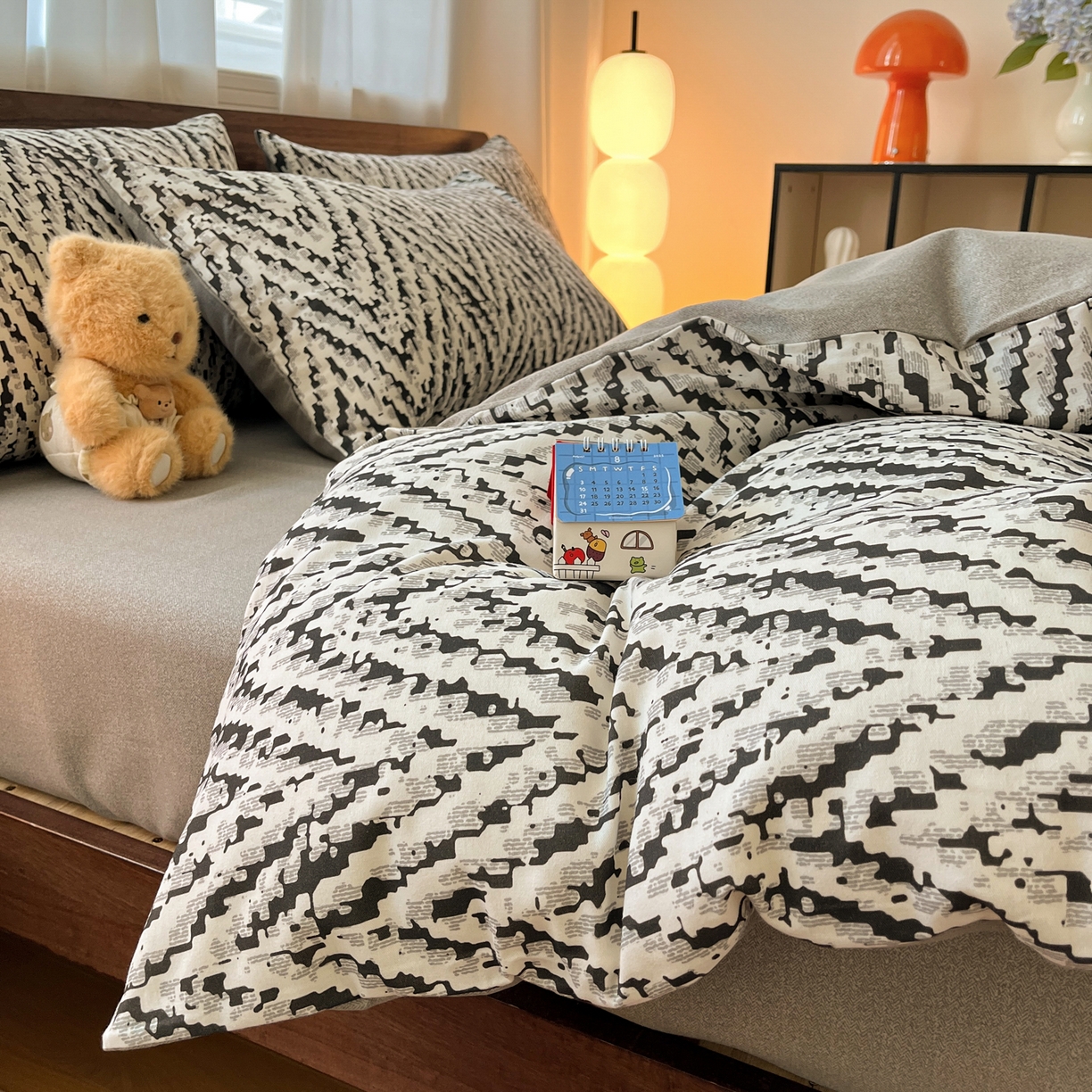 91家纺网 家纺一手货源 找家纺 小叮当家纺仓储工厂店 2025新款提供买家秀爆款花型不断货亲肤舒适原棉加厚磨毛四件套 麦语-灰