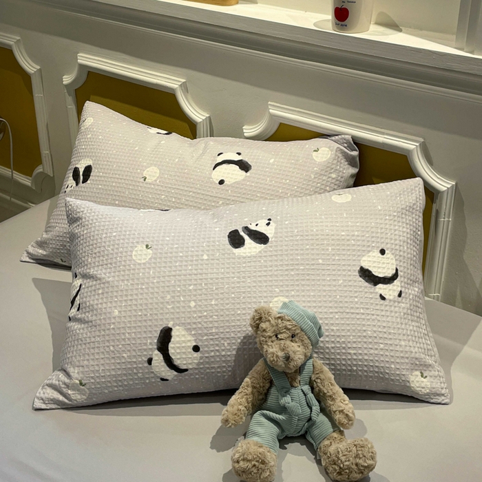 91家纺网 家纺一手货源 找家纺 小叮当家纺仓储工厂店 2025新款提供买家秀爆款花型不断货全棉纯棉A类华夫格印花磨毛四件套 苏潘达-灰