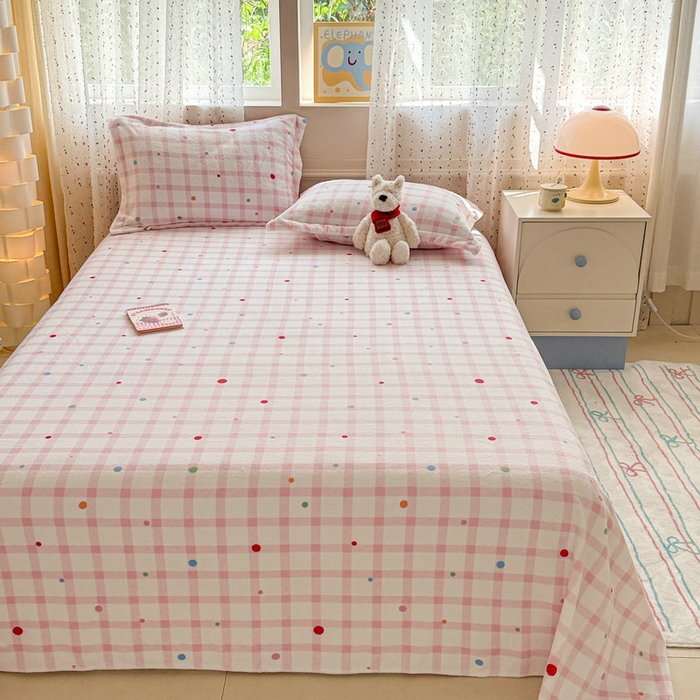 91家纺网 家纺一手货源 找家纺 （总）丽美人 2025新款高克重印花牛奶绒无印风床单款（A类母婴级面料）