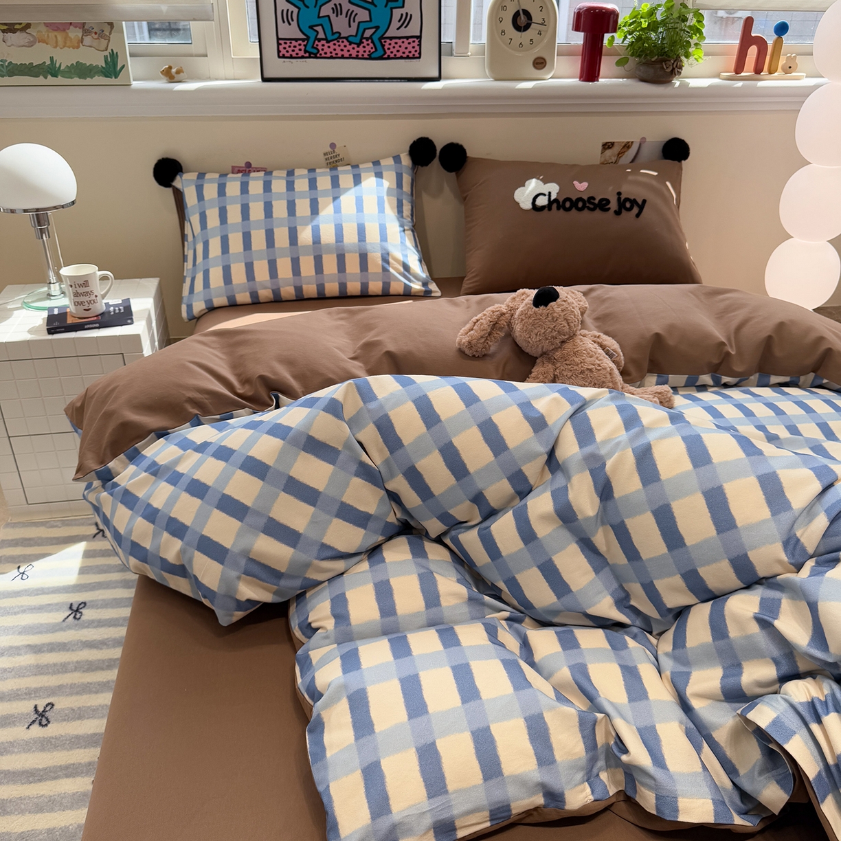 91家纺网 家纺一手货源 找家纺 呗旺鹿 2025新款全棉磨毛球球工艺款四件套 海洋可可