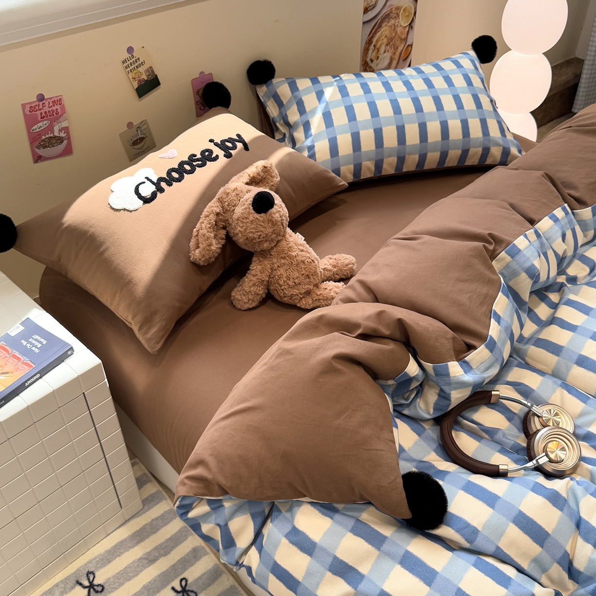 91家纺网 家纺一手货源 找家纺 呗旺鹿 2025新款全棉磨毛球球工艺款四件套 海洋可可