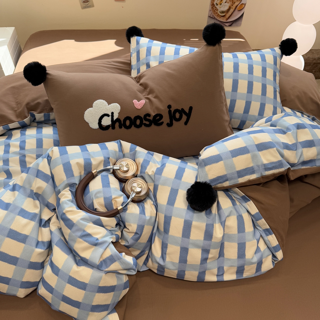 91家纺网 家纺一手货源 找家纺 呗旺鹿 2025新款全棉磨毛球球工艺款四件套 海洋可可