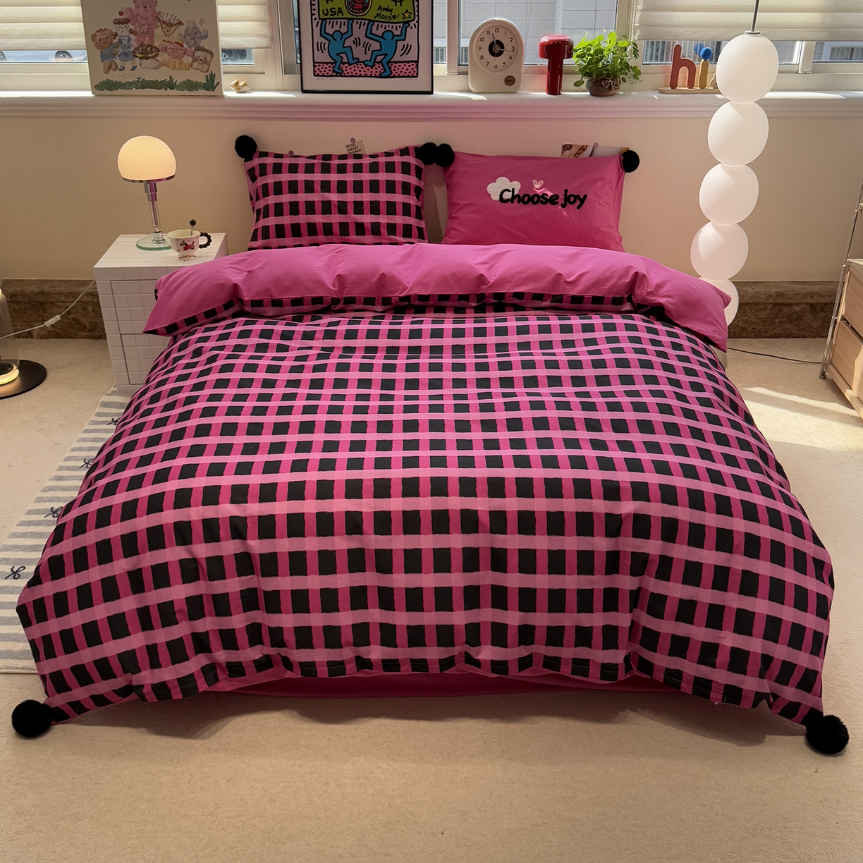 91家纺网 家纺一手货源 找家纺 （总）呗旺鹿 2025新款全棉磨毛球球工艺款四件套