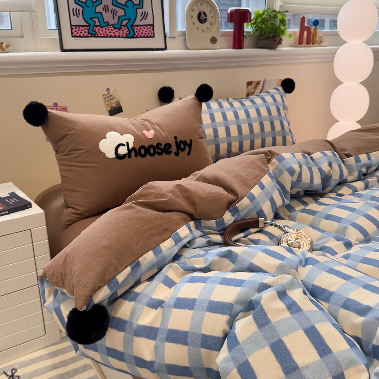 91家纺网 家纺一手货源 找家纺 呗旺鹿 2025新款全棉磨毛球球工艺款四件套 海洋可可