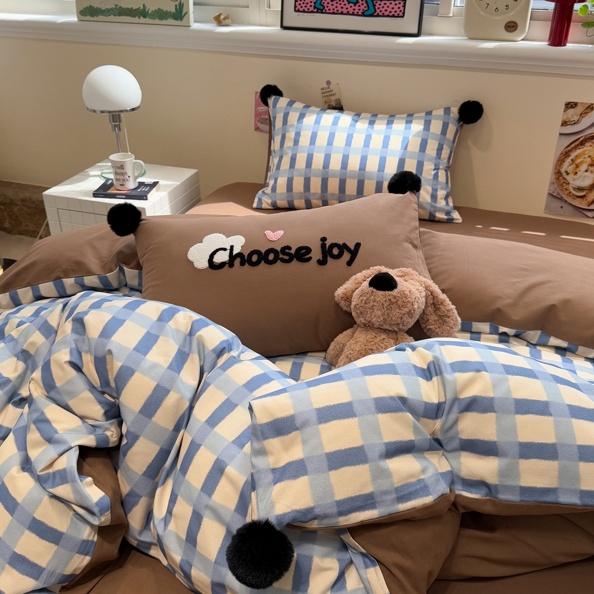 91家纺网 家纺一手货源 找家纺 呗旺鹿 2025新款全棉磨毛球球工艺款四件套 海洋可可