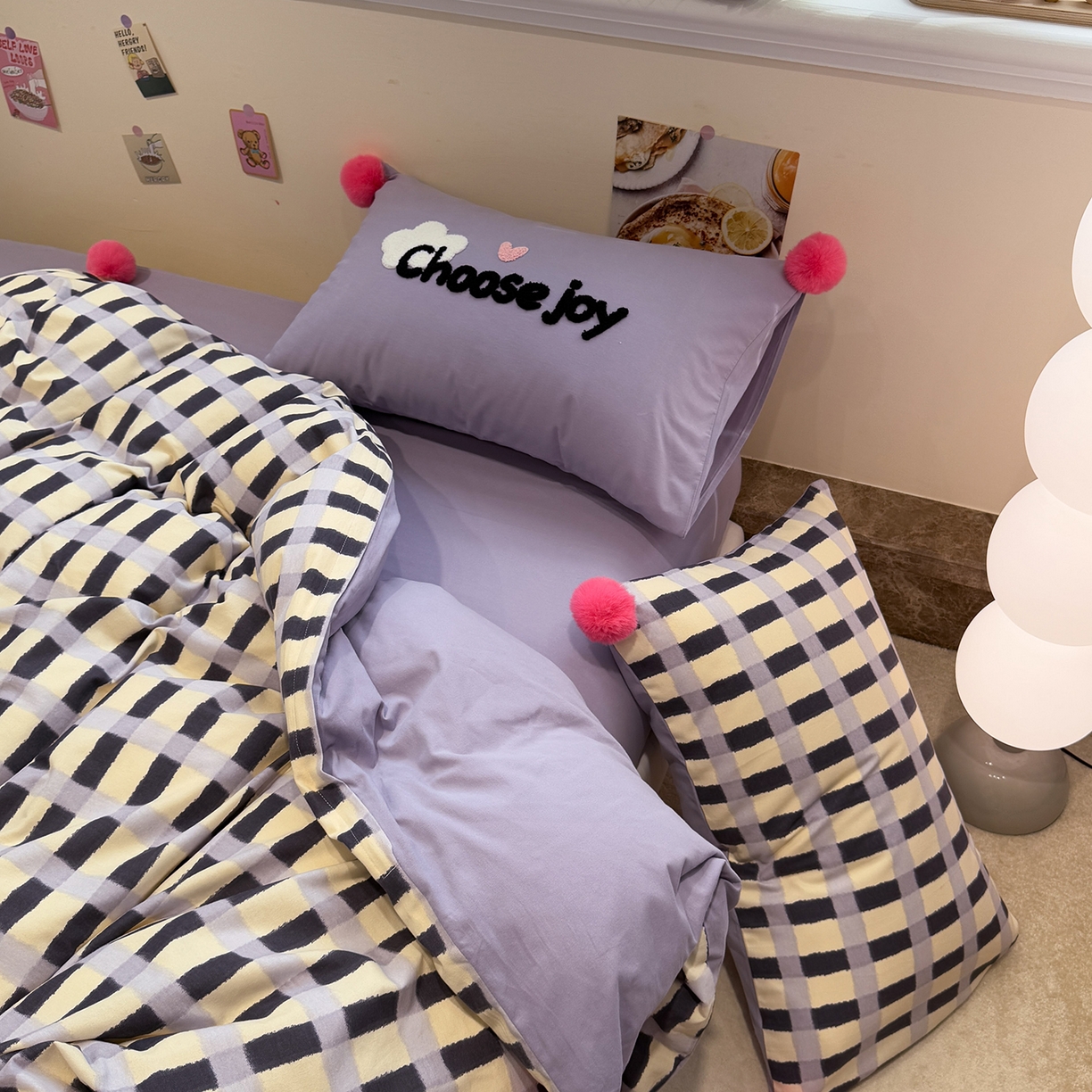 91家纺网 家纺一手货源 找家纺 呗旺鹿 2025新款全棉磨毛球球工艺款四件套 芋泥波波