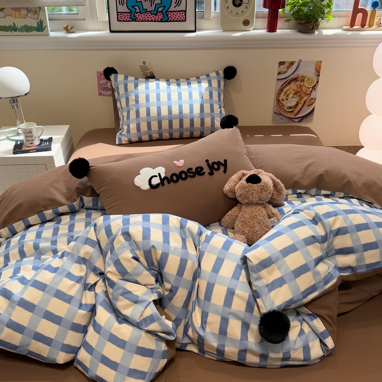 91家纺网 家纺一手货源 找家纺 呗旺鹿 2025新款全棉磨毛球球工艺款四件套 海洋可可