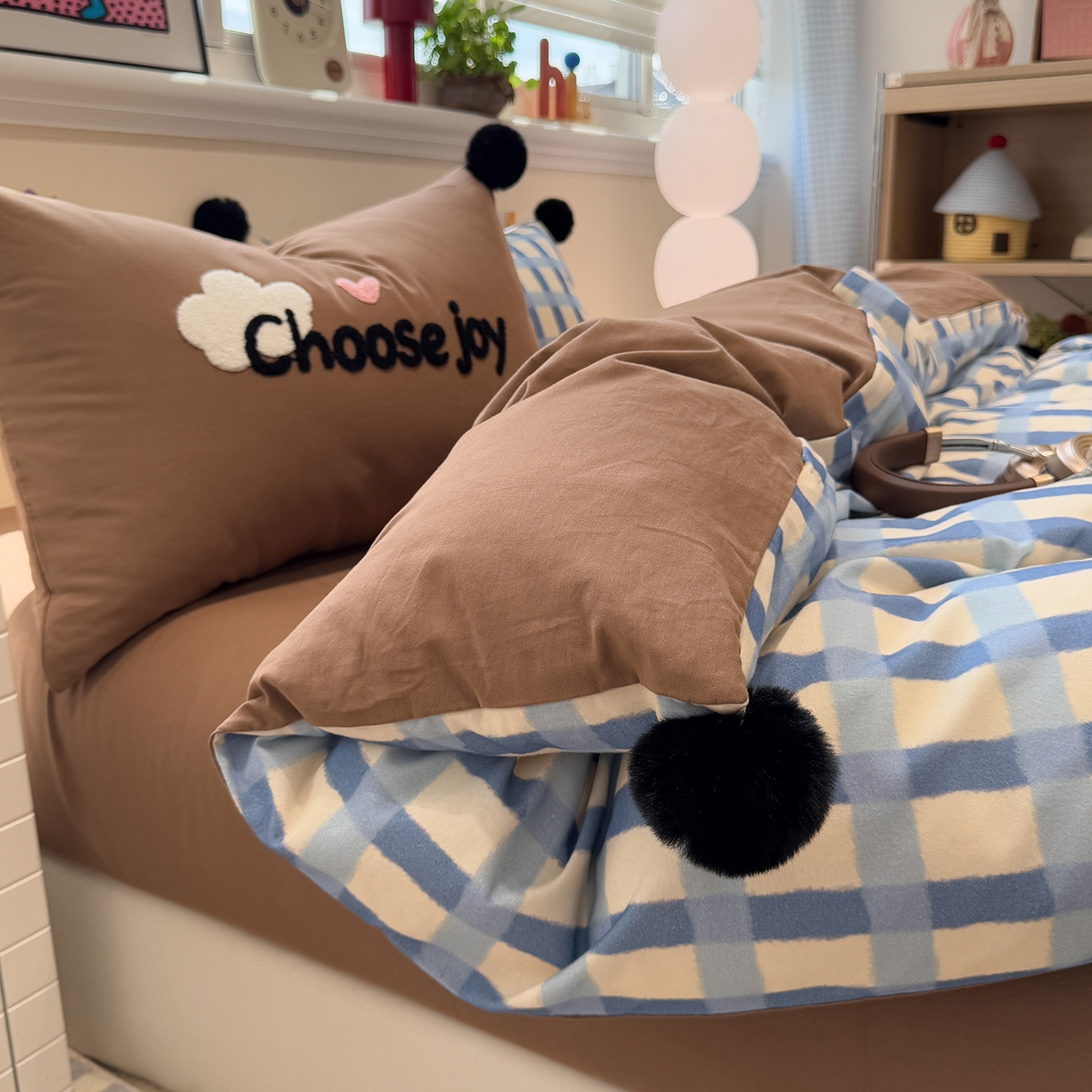 91家纺网 家纺一手货源 找家纺 呗旺鹿 2025新款全棉磨毛球球工艺款四件套 海洋可可