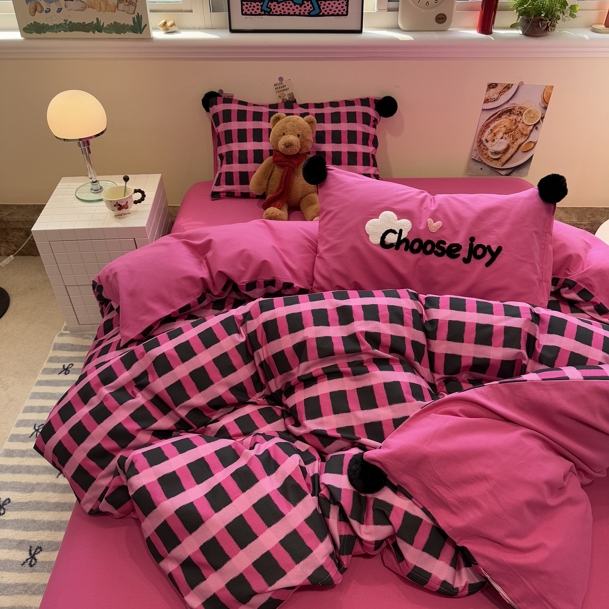 91家纺网 家纺一手货源 找家纺 （总）呗旺鹿 2025新款全棉磨毛球球工艺款四件套