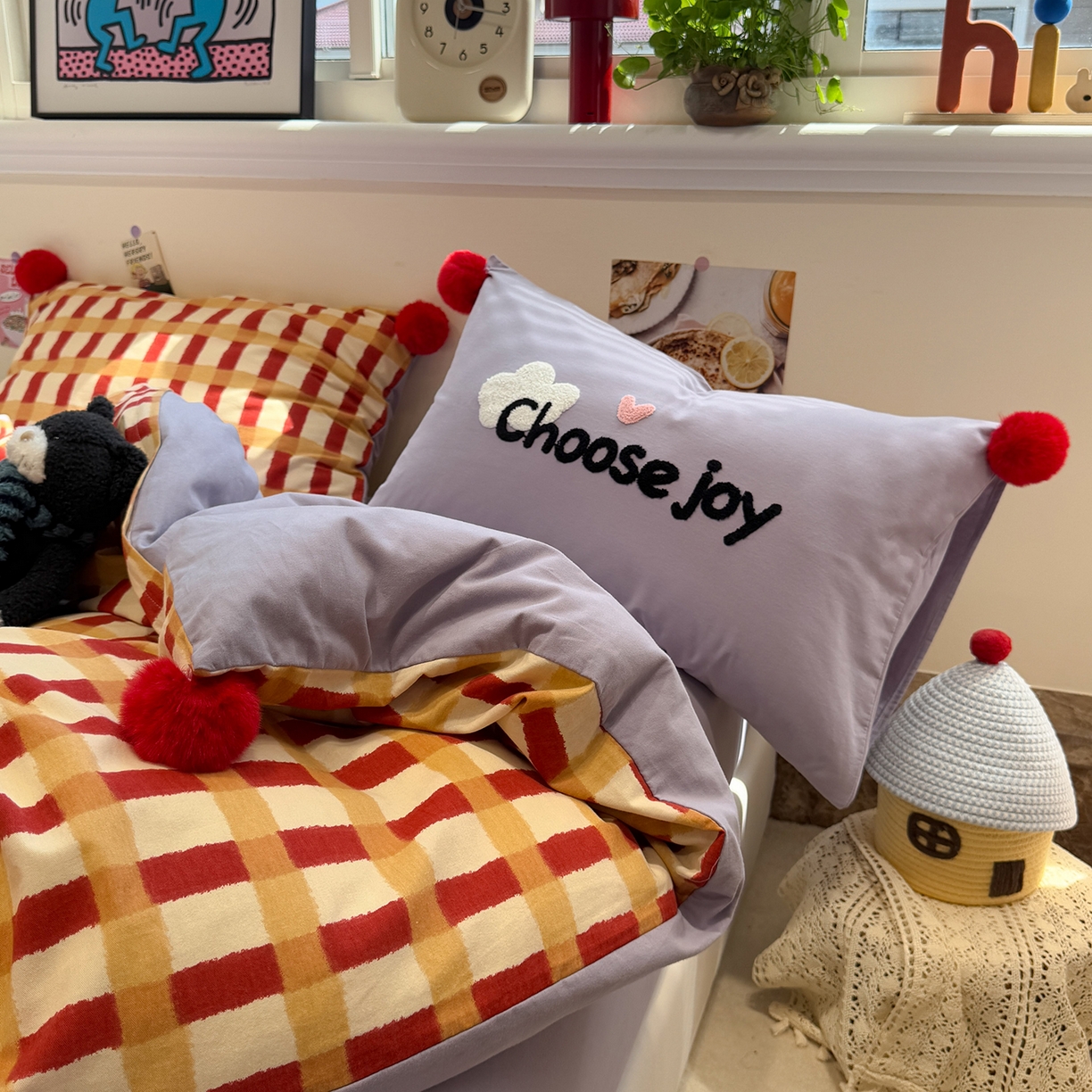 91家纺网 家纺一手货源 找家纺 呗旺鹿 2025新款全棉磨毛球球工艺款四件套 西瓜紫