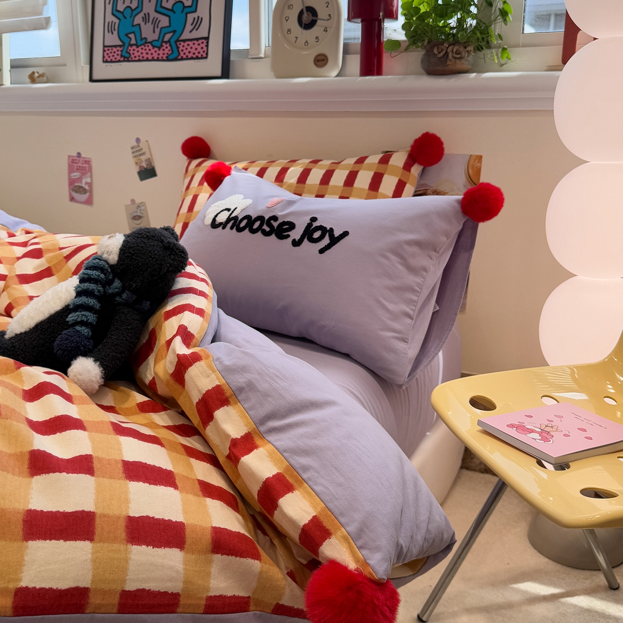 91家纺网 家纺一手货源 找家纺 呗旺鹿 2025新款全棉磨毛球球工艺款四件套 西瓜紫