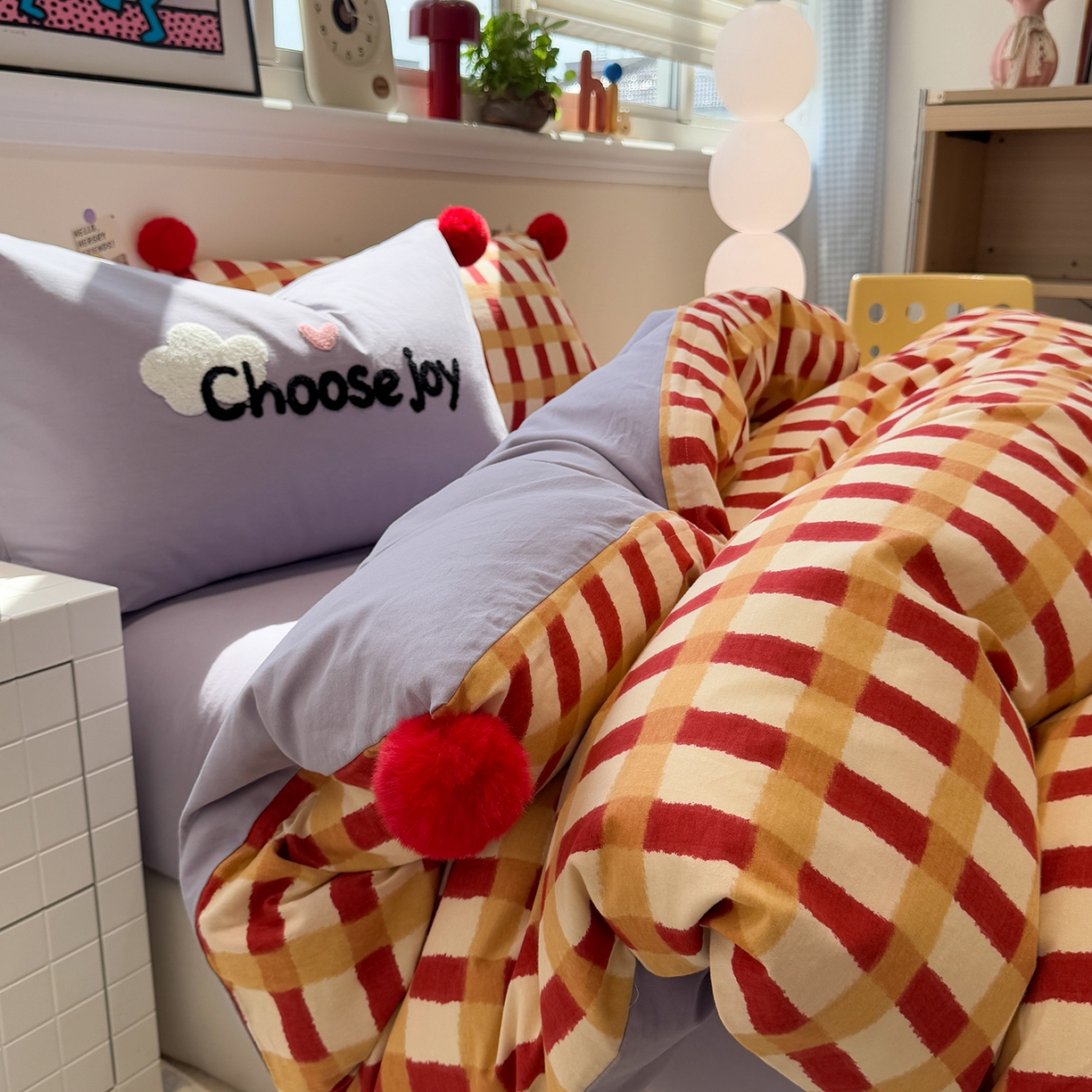 91家纺网 家纺一手货源 找家纺 呗旺鹿 2025新款全棉磨毛球球工艺款四件套 西瓜紫