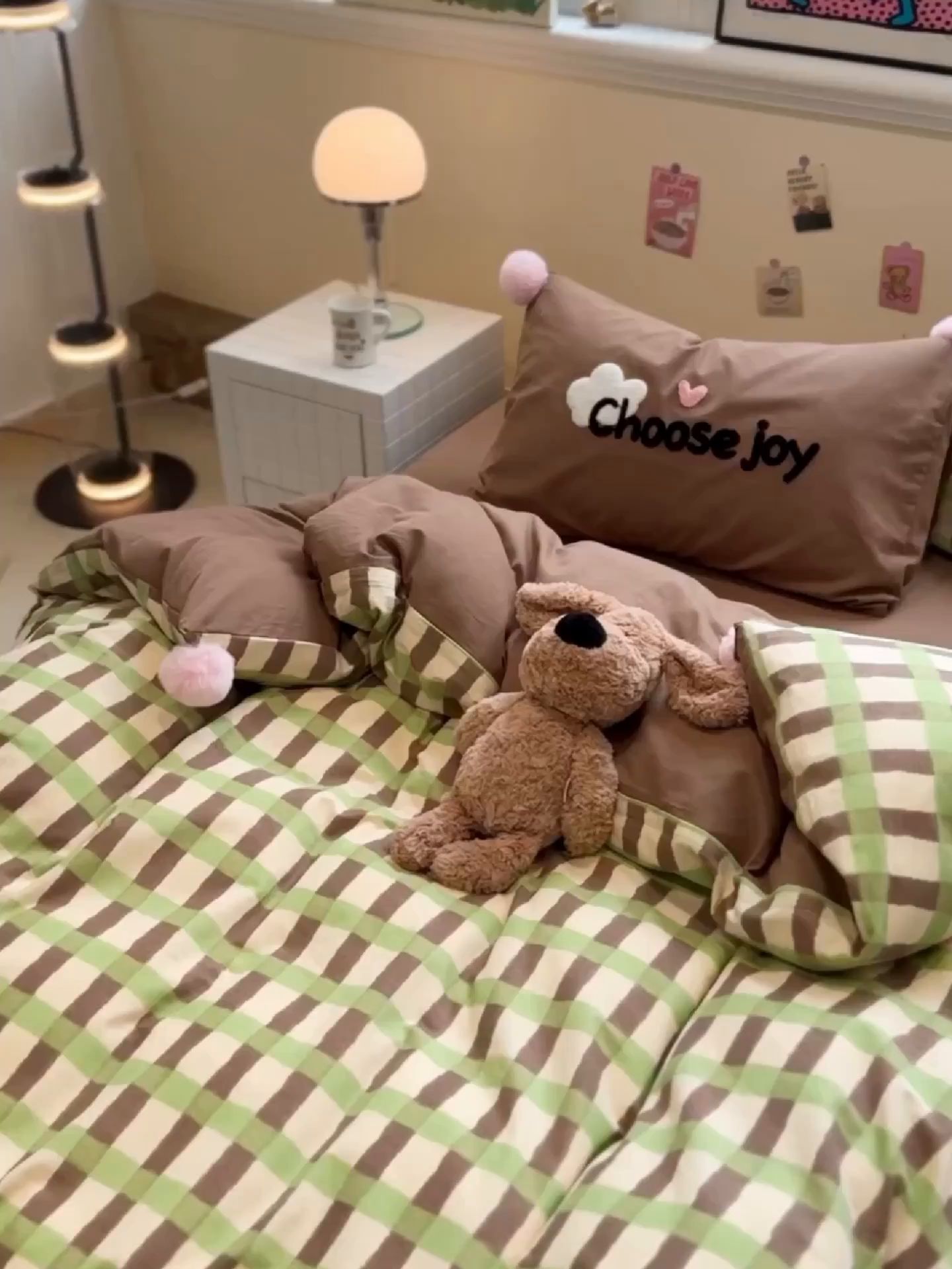 91家纺网 家纺一手货源 找家纺 呗旺鹿 2025新款全棉磨毛球球工艺款四件套 抹茶拿铁