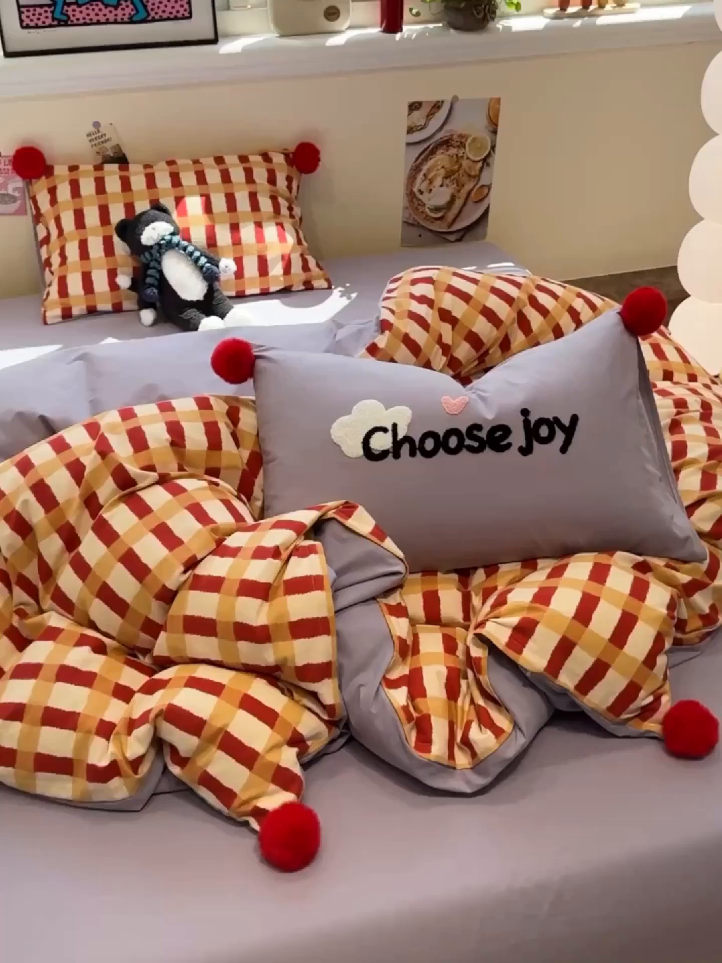 91家纺网 家纺一手货源 找家纺 呗旺鹿 2025新款全棉磨毛球球工艺款四件套 西瓜紫