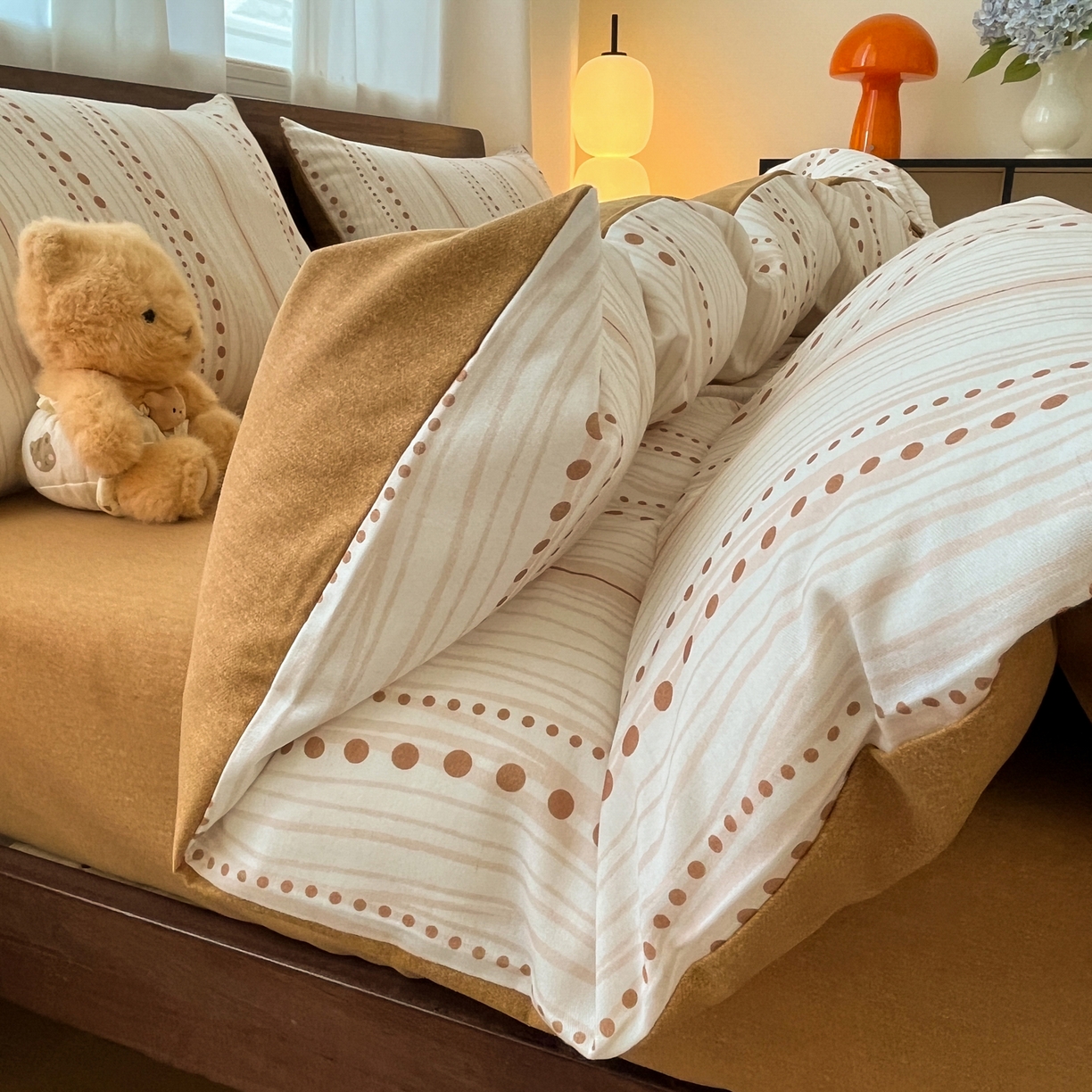 91家纺网 家纺一手货源 找家纺 小叮当家纺仓储工厂店 2025新款提供买家秀爆款花型不断货亲肤舒适原棉加厚磨毛四件套 漫之语-棕