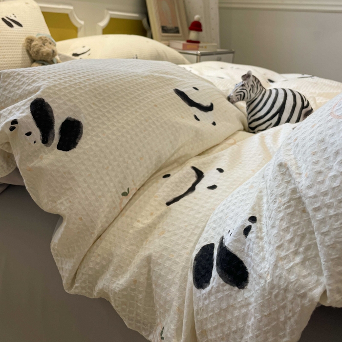 91家纺网 家纺一手货源 找家纺 小叮当家纺仓储工厂店 2025新款提供买家秀爆款花型不断货全棉纯棉A类华夫格印花磨毛四件套 苏潘达-米