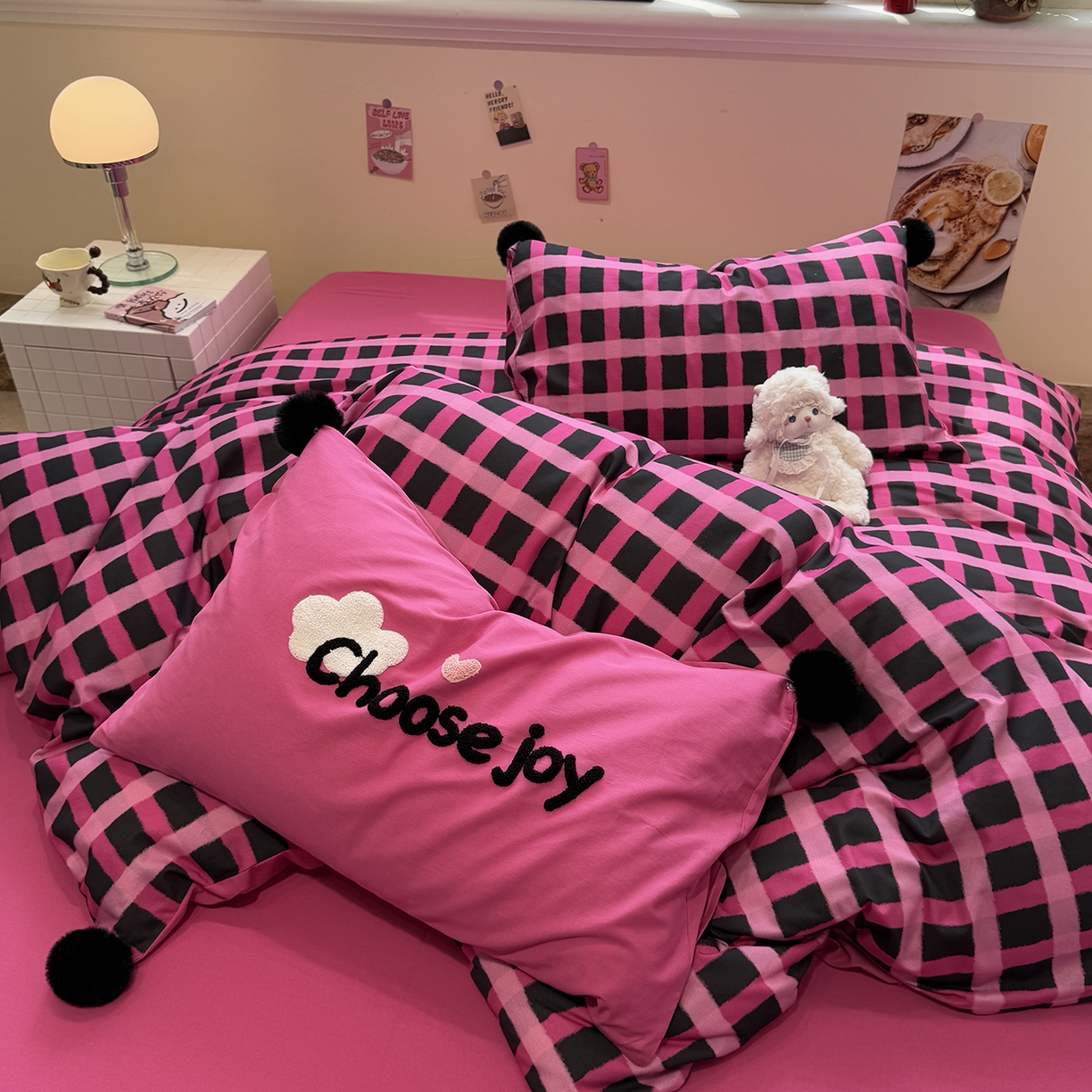 91家纺网 家纺一手货源 找家纺 （总）呗旺鹿 2025新款全棉磨毛球球工艺款四件套