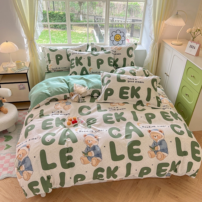 91家纺网 家纺一手货源 找家纺 小叮当家纺仓储工厂店 2025新款提供买家秀爆款花型不断货亲肤舒适原棉加厚磨毛四件套 梦游记·绿