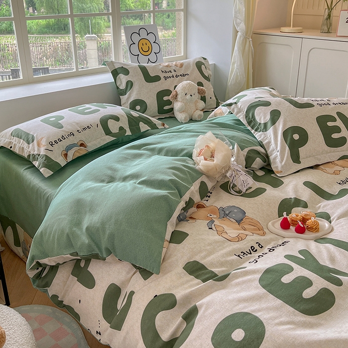 91家纺网 家纺一手货源 找家纺 小叮当家纺仓储工厂店 2025新款提供买家秀爆款花型不断货亲肤舒适原棉加厚磨毛四件套 梦游记·绿