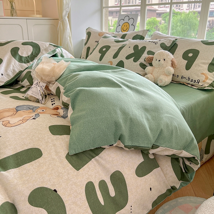 91家纺网 家纺一手货源 找家纺 小叮当家纺仓储工厂店 2025新款提供买家秀爆款花型不断货亲肤舒适原棉加厚磨毛四件套 梦游记·绿