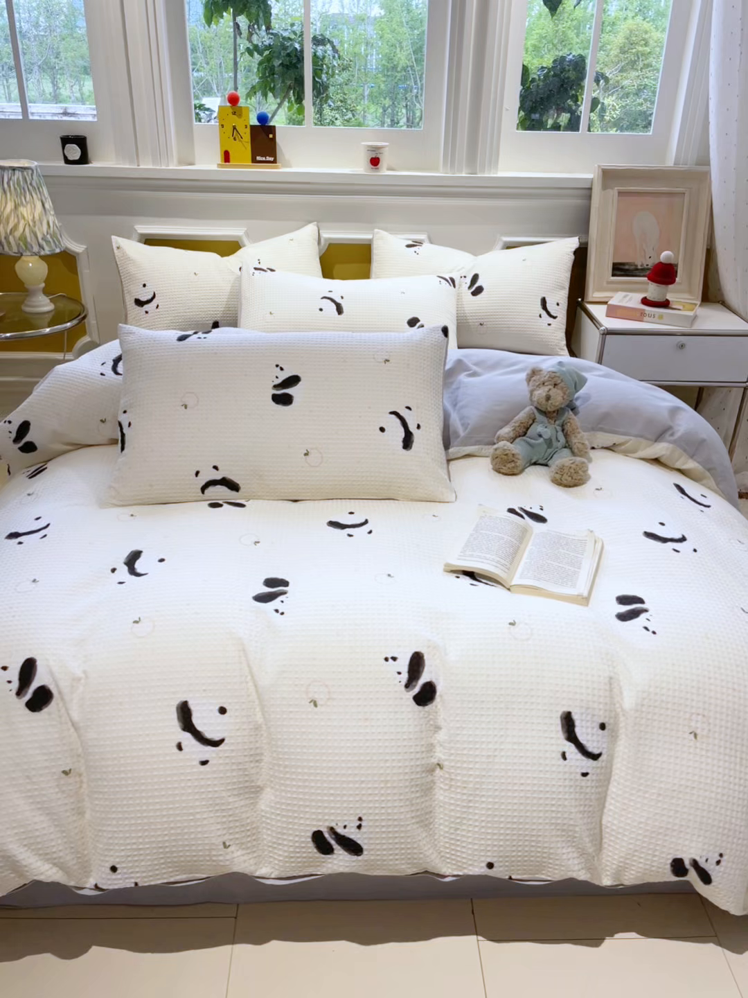 91家纺网 家纺一手货源 找家纺 小叮当家纺仓储工厂店 2025新款提供买家秀爆款花型不断货全棉纯棉A类华夫格印花磨毛四件套 苏潘达-米